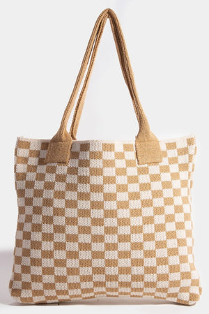 Fame Checkered Pattern Tote Bag