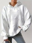 Plus Size Star Texture Long Sleeve Drawstring Hoodie