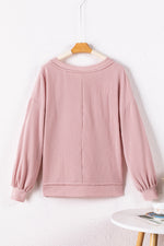 Texture V-Neck Long Sleeve Sweatshirt