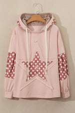 Floral Patchwork Star Pattern Drawstring Hoodie