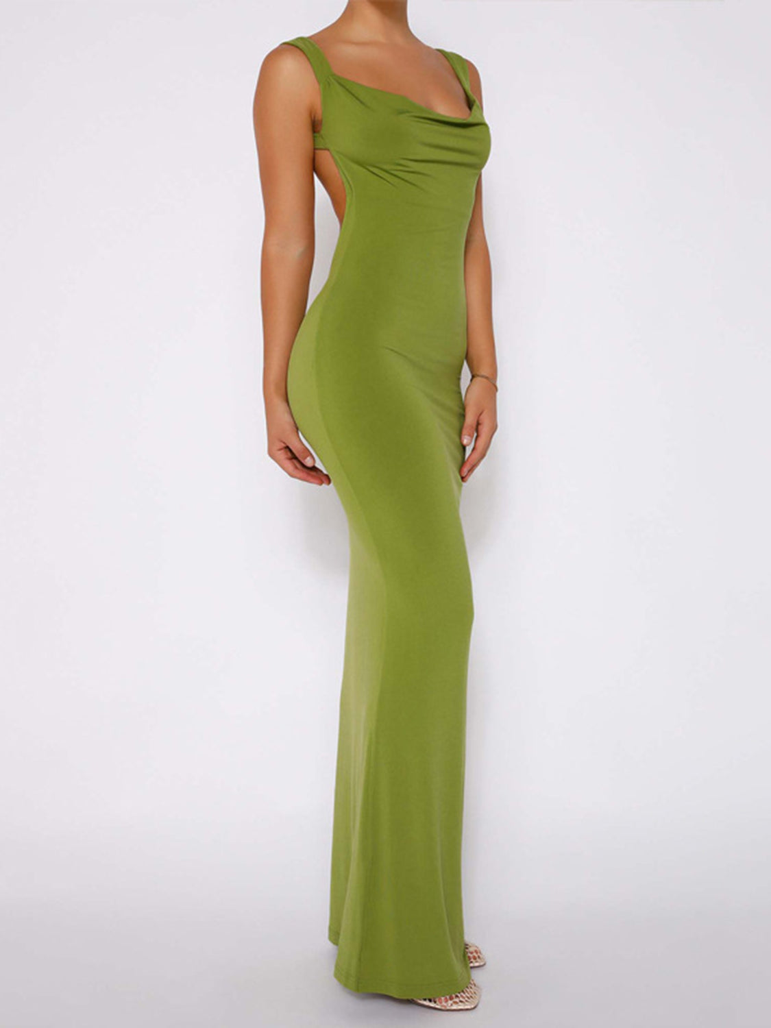 Backless Wide Strap Maxi Dress