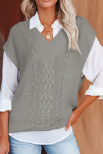 Cable-Knit V-Neck Sweater Vest