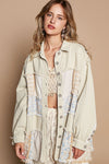 POL Raw Hem Patchwork Dropped Shoulder Jacket