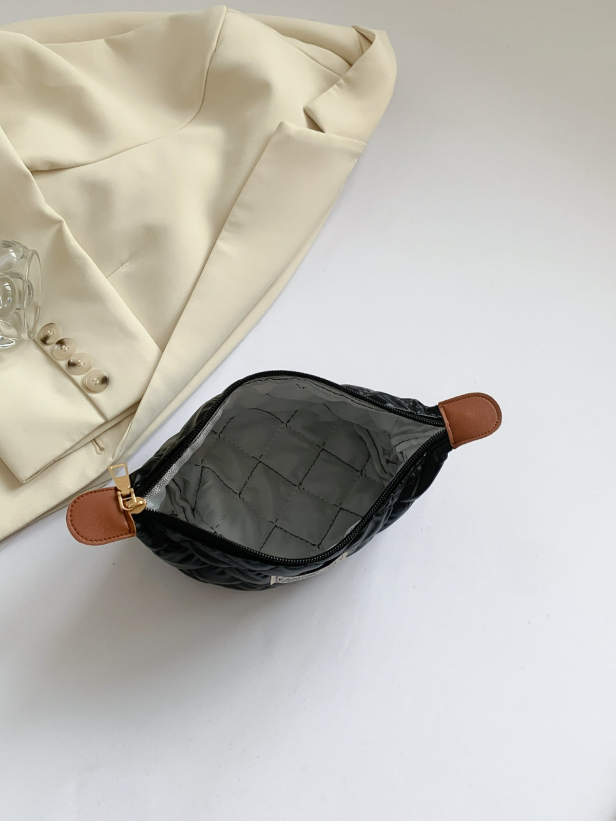 Solid Quilted Clutch with Zipper