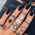 Alloy Synthetic Crystal 11-Piece Ring Set