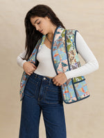 Printed Patchwork Contrast Piping Vest