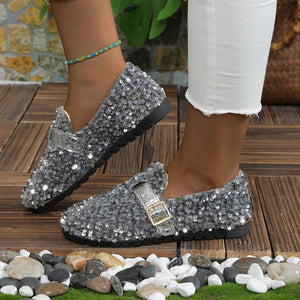 Sequin Round Toe Slip-Ons