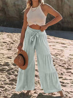 Tied Ruched Wide Leg Pants