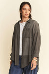 Davi & Dani High-Low Chest Pocket Button Up Shirt