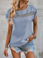 Cutout Round Neck Short Sleeve Top