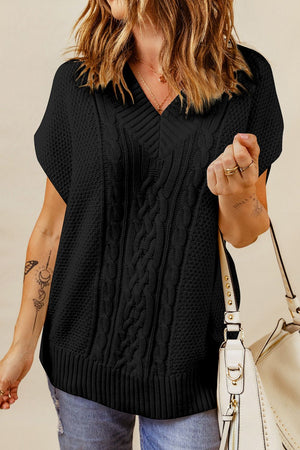 Cable-Knit V-Neck Sweater Vest