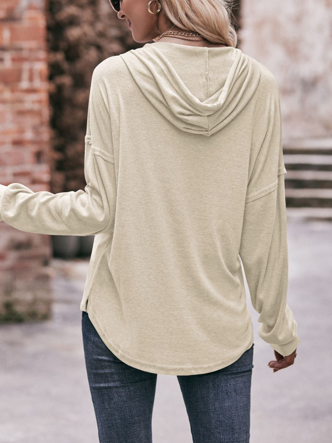 Mandy Drawstring Drop Shoulder Long Sleeve Hoodie