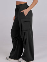 Elastic Waist Wide Leg Pants with Pockets