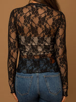 Lace Mock Neck Long Sleeve Top