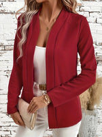 Solid Color Open Front Long Sleeve Cardigan