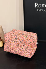 Floral Quilted Clutch with Plaid Lining