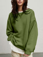 Round Neck Dropped Shoulder Long Sleeve Sweatshirt