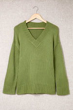 V-Neck Dropped Shoulder Sweater