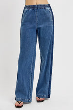 RISEN Full Size Elastic Waist Wide Leg Jeans