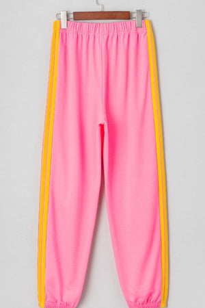 Contrast Striped Elastic Waist Active Pants