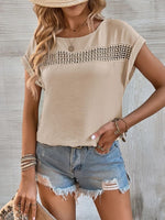 Cutout Round Neck Short Sleeve Top