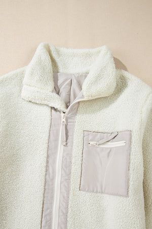 Chest Pocket Zip Up Fleece Jacket