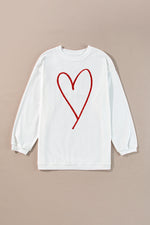 Valentine’s Day Glitter Heart Corded Sweatshirt