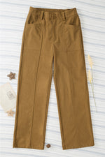 Half Elastic Waist Straight Pants