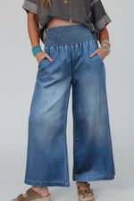 Smocked Wide Leg Jeans