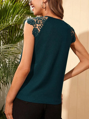 Lace Detail Notched Tank