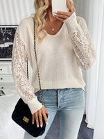 Lace V-Neck Long Sleeve Top