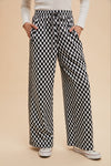 Annie Wear Drawstring Checkered Wide Leg Pants