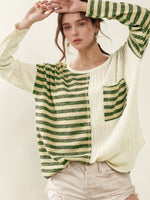 Striped Round Neck Long Sleeve Top