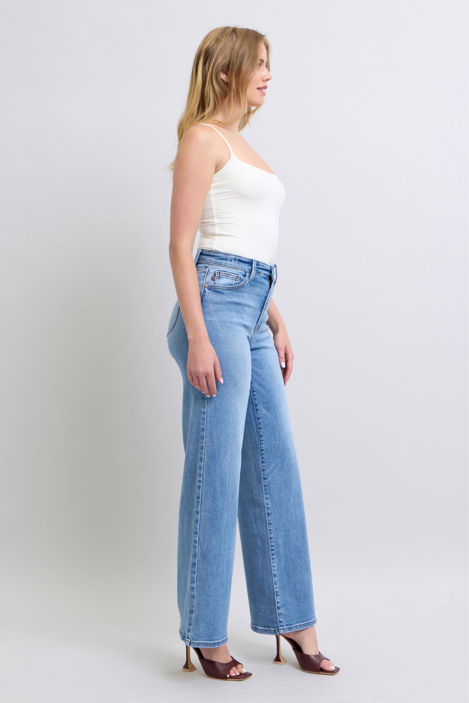 Judy Blue Full Size Wide Leg Jeans with Pockets