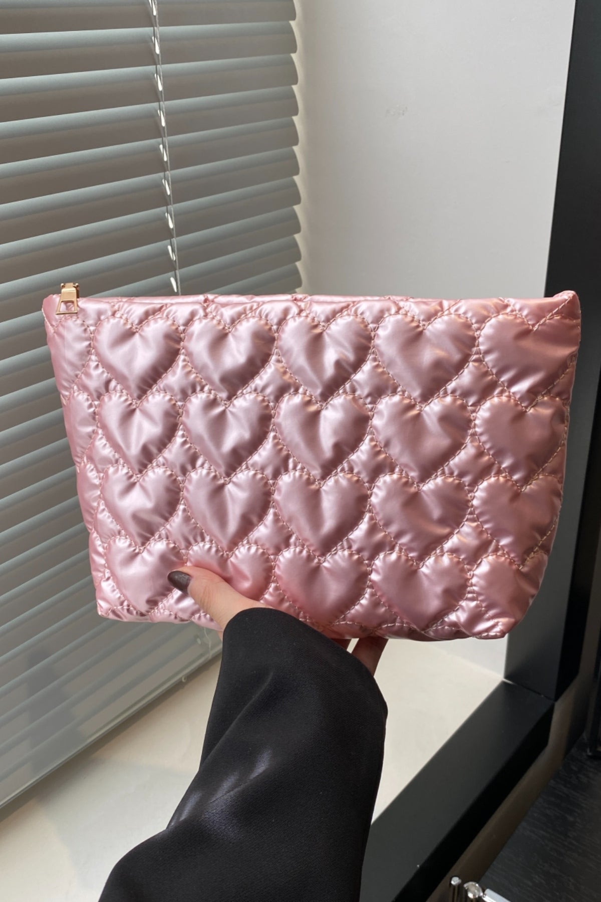 Ruched Heart Clutch with Zipper