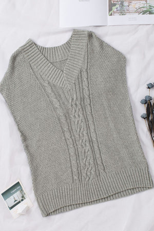 Cable-Knit V-Neck Sweater Vest