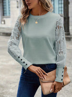 Round Neck Lace Long Sleeve Top