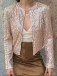 Full Size Sequin Open Front Cropped Jacket