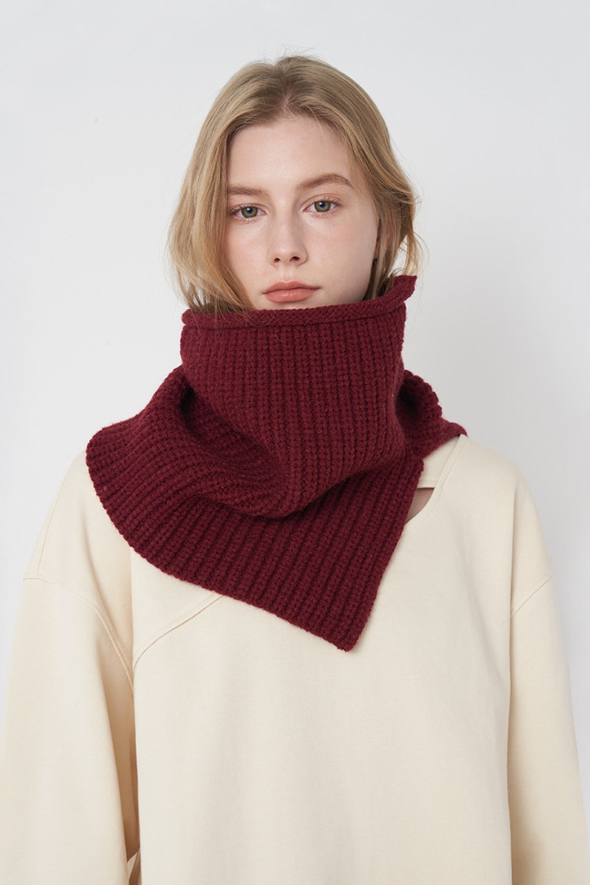 Slit Pullover Knit Scarf