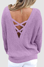 Crisscross Back Boat Neck Sweater