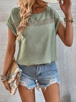 Cutout Round Neck Short Sleeve Top