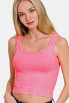 Zenana Washed Ribbed Scoop Neck Wide Strap Tank