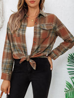 Plaid Collared Neck Button Up Long Sleeve Shirt