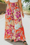 Floral Smocked Wide Waistband Palazzo Pants