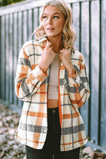 Plaid Collared Neck Snap Down Jacket