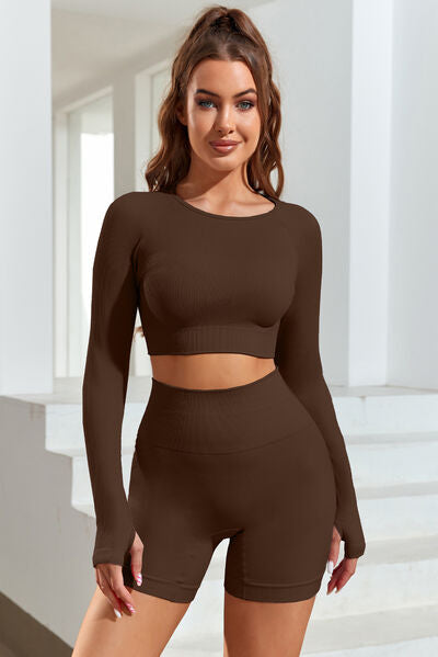Round Neck Long Sleeve Active Top