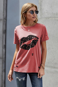 Leopard Lips Distressed T-Shirt