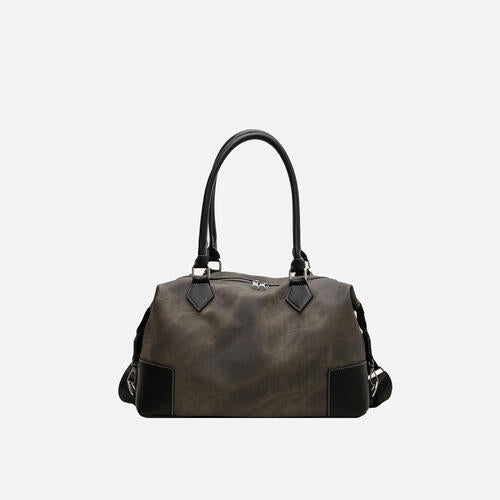 Contrast PU Leather Shoulder Bag
