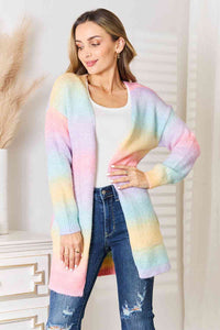 Woven Right Multicolored Gradient Open Front Longline Cardigan