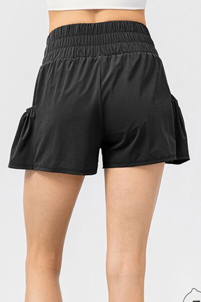 Elastic Waist Pocketed Active Shorts